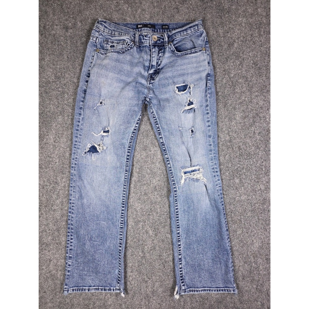BKE Aiden Jeans Mens 32x30 Blue Distressed Straight Leg Denim Stretch